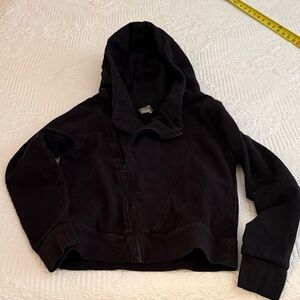 The North Face Black Women's hoodie with diagonal zip